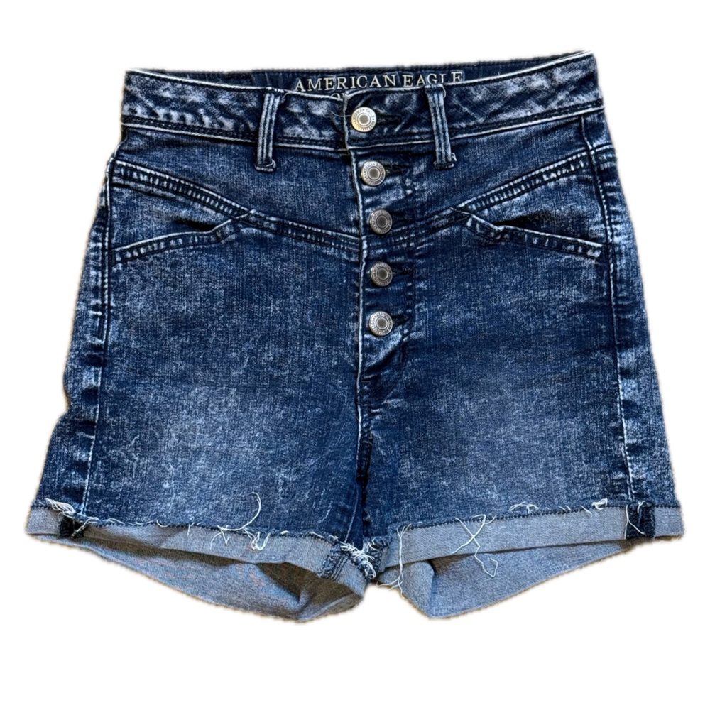 American Eagle Super Stretch High-Waisted Denim Shorts, Size 0